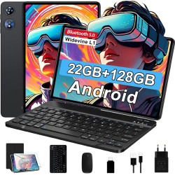 Android tablette 10 pouces gemini ai, tactile 22go ram+128go rom(tf 2to),8000mah 5g+2.4g wifi 6, octa-core, 2.0 ghz, widevine l1