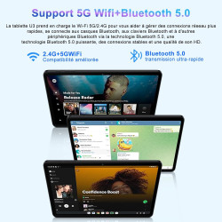 Android tablette 10 pouces gemini ai, tactile 22go ram+128go rom(tf 2to),8000mah 5g+2.4g wifi 6, octa-core, 2.0 ghz, widevine l1