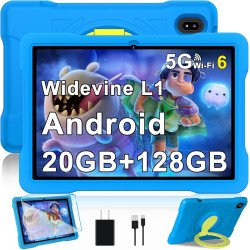 Tablette android avec 20go ram + 128go rom(tf/2to),tablettes 10 pouces avec octa-core, 6000mah, 5g/2.4g wifi 6, widevine l1, gms