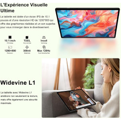 Tablette android avec 20go ram + 128go rom(tf/2to),tablettes 10 pouces avec octa-core, 6000mah, 5g/2.4g wifi 6, widevine l1, gms