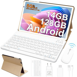Tablette 10 pouces tablette android gemini ai tactile avec 14go ram + 128go rom(tf/2to) octa-core 2.0 ghz丨 5g wifi 6+bleutooth 5