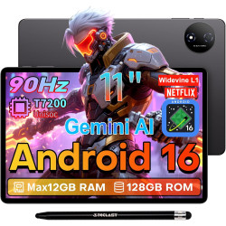 TECLAST P50T Android 16 Tablette 11 Pouces Gemini AI, 90Hz Écran, 2.0GHz Octa Core, 2.4G+5G WiFi, 7000mAh, 12Go RAM+128Go ROM(TF