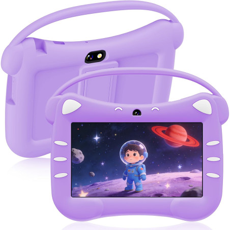 ascrecem Tablette pour Enfant 7 Pouces Android Tablette Enfants avec WiFi Cntrôle Parental Double Caméra Étui de Sécurité 2 Go d