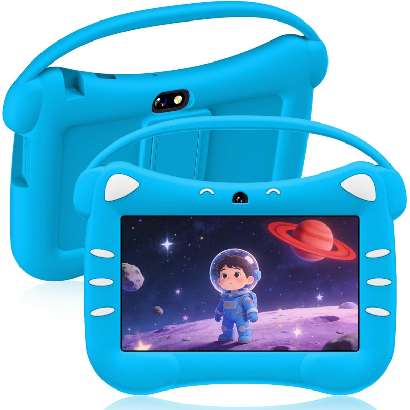ascrecem Tablette Educative Enfant 7 Pouces Android Tablette Enfants avec WiFi Cntrôle Parental Double Caméra Étui de Sécurité 2