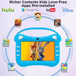ascrecem Tablette Educative Enfant 7 Pouces Android Tablette Enfants avec WiFi Cntrôle Parental Double Caméra Étui de Sécurité 2