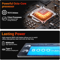 Android 16 Tablette 11 Pouces avec 36Go RAM+512Go ROM(2To TF), Octa-Core, 8000 mAh, 8MP+13MP, 5G WiFi/BT 5.0/GPS/Widevine L1/Gem