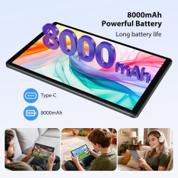 2K Android 15 Tablette, 36GB RAM+512GB ROM (2TB TF), 4G LTE+5G WiFi, Tablet 10,6 Pouces, Octa-Core, 2000 * 1200FHD, 8000mAh, 13M