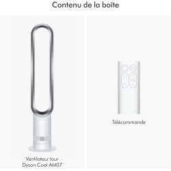 Dyson Cool™ Ventilateur AM07 sans pales et puissant, avec technologie Air Multiplier™ (Blanc/Argent)