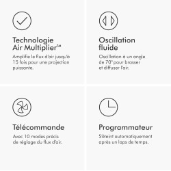 Dyson Cool™ Ventilateur AM07 sans pales et puissant, avec technologie Air Multiplier™ (Blanc/Argent)
