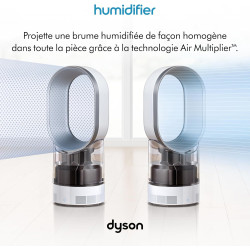 Dyson AM10 Humidificateur et ventilateur, brume froide ultra-fine, contrôle automatique de l’humidité, Blanc/Argent