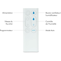 Dyson AM10 Humidificateur et ventilateur, brume froide ultra-fine, contrôle automatique de l’humidité, Blanc/Argent