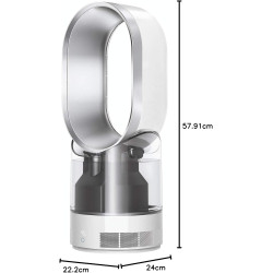 Dyson AM10 Humidificateur et ventilateur, brume froide ultra-fine, contrôle automatique de l’humidité, Blanc/Argent