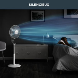 Rowenta Turbo Silence Ventilateur pied 40 cm, Puissant, Flux d’air 72 m3/min, 45 dB(A), Oscillation automatique, Orientation rég