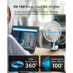 Pro Breeze Mini Ventilateur à Pince - 2 Vitesses, 15 cm - Ventilateur de Table avec Clip, Petit, Portable, Silencieux, Rotation 