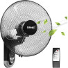 Duronic FN55 BK Ventilateur mural 60W | 5 Pâles de 40cm | Tête oscillante avec minuteur | 3 Vitesses | Télécommande | Moteur pui