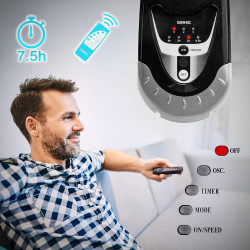 Duronic FN55 BK Ventilateur mural 60W | 5 Pâles de 40cm | Tête oscillante avec minuteur | 3 Vitesses | Télécommande | Moteur pui