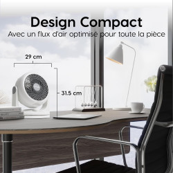 Iris Ohyama, Ventilateur Silencieux de Bureau avec Oscillation - Woozoo - HD18, Plastique, Blanc, 34 W, 23 m², 29 x 19 x 31 cm 5