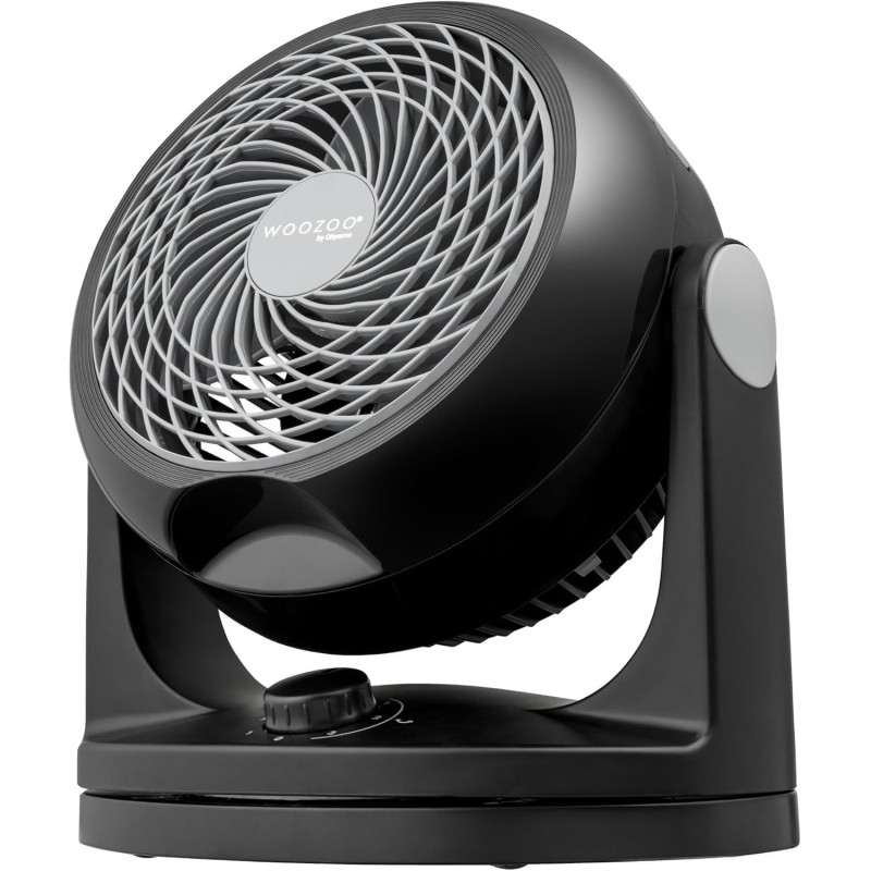 Iris Ohyama Ventilateur Silencieux de Bureau avec Oscillation - Woozoo - HD18, Plastique, Noir, 34 W, 23m², 29 x 19 x 31 cm 5303