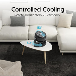 Iris Ohyama Ventilateur Silencieux de Bureau avec Oscillation - Woozoo - HD18, Plastique, Noir, 34 W, 23m², 29 x 19 x 31 cm 5303
