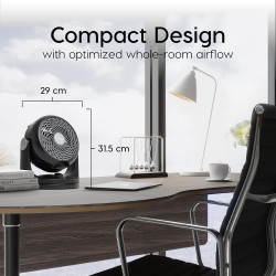 Iris Ohyama Ventilateur Silencieux de Bureau avec Oscillation - Woozoo - HD18, Plastique, Noir, 34 W, 23m², 29 x 19 x 31 cm 5303