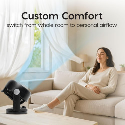 Iris Ohyama Ventilateur Silencieux de Bureau avec Oscillation - Woozoo - HD18, Plastique, Noir, 34 W, 23m², 29 x 19 x 31 cm 5303