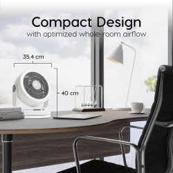 Iris Ohyama Ventilateur Silencieux de Bureau avec Oscillation - Woozoo - HM23, Plastique, Blanc, 34W, 23", 35,4 x 23,2 x 40 cm, 