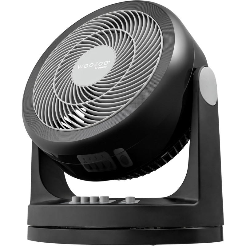 Iris Ohyama Ventilateur Silencieux de Bureau avec Oscillation - Woozoo - HM23, Plastique, Noir, 34W, 23", 35,4 x 23,2 x 40 cm