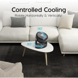 Iris Ohyama Ventilateur Silencieux de Bureau avec Oscillation - Woozoo - HM23, Plastique, Noir, 34W, 23", 35,4 x 23,2 x 40 cm