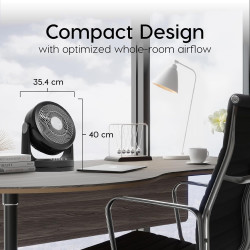 Iris Ohyama Ventilateur Silencieux de Bureau avec Oscillation - Woozoo - HM23, Plastique, Noir, 34W, 23", 35,4 x 23,2 x 40 cm