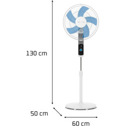Rowenta Turbo Silence, Ventilateur sur pied, Silencieux, Puissant, Design durable, Écoénergétique, Timer 12h VU5650F0, Blanc (Lo