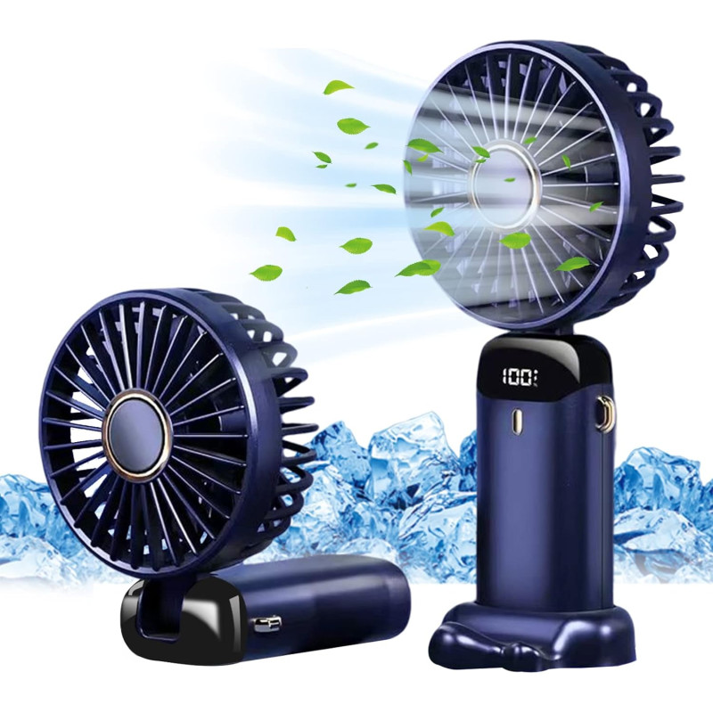 Jsdoin Ventilateur portable rechargeable par USB avec 5 vitesses,mini ventilateur de bureau pliable avec écran LED pour la maiso