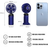 Jsdoin Ventilateur portable rechargeable par USB avec 5 vitesses,mini ventilateur de bureau pliable avec écran LED pour la maiso