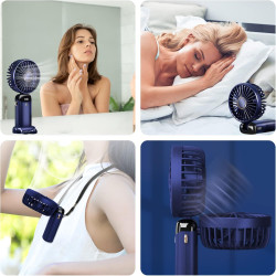 Jsdoin Ventilateur portable rechargeable par USB avec 5 vitesses,mini ventilateur de bureau pliable avec écran LED pour la maiso
