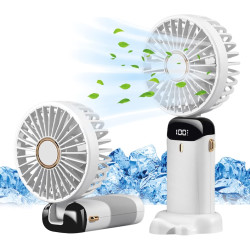 Jsdoin Ventilateur portable rechargeable par USB avec 5 vitesses,mini ventilateur de bureau pliable avec écran LED pour la maiso