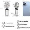 Jsdoin Ventilateur portable rechargeable par USB avec 5 vitesses,mini ventilateur de bureau pliable avec écran LED pour la maiso