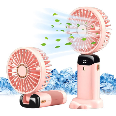 Jsdoin Ventilateur portable rechargeable par USB avec 5 vitesses,mini ventilateur de bureau pliable avec écran LED pour la maiso
