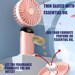 Jsdoin Ventilateur portable rechargeable par USB avec 5 vitesses,mini ventilateur de bureau pliable avec écran LED pour la maiso