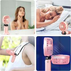 Jsdoin Ventilateur portable rechargeable par USB avec 5 vitesses,mini ventilateur de bureau pliable avec écran LED pour la maiso