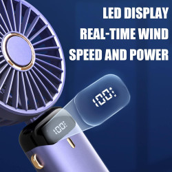 Jsdoin Ventilateur portable rechargeable par USB avec 5 vitesses,mini ventilateur de bureau pliable avec écran LED pour la maiso