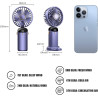 Jsdoin Ventilateur portable rechargeable par USB avec 5 vitesses,mini ventilateur de bureau pliable avec écran LED pour la maiso