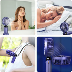Jsdoin Ventilateur portable rechargeable par USB avec 5 vitesses,mini ventilateur de bureau pliable avec écran LED pour la maiso