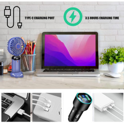 Jsdoin Ventilateur portable rechargeable par USB avec 5 vitesses,mini ventilateur de bureau pliable avec écran LED pour la maiso