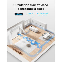 DREO 23dB ventilateur sur pied silencieux, portée de 24M, volume d'air 1200m³/h, turbo circulateur, hauteur de 102CM, 3 modes, 8