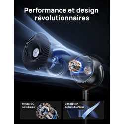DREO 23dB ventilateur sur pied silencieux, portée de 24M, volume d'air 1200m³/h, turbo circulateur, hauteur de 102CM, 3 modes, 8