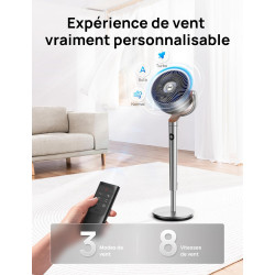 DREO 23dB ventilateur sur pied silencieux, portée de 24M, volume d'air 1200m³/h, turbo circulateur, hauteur de 102CM, 3 modes, 8