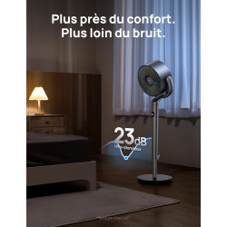 DREO 23dB ventilateur sur pied silencieux, portée de 24M, volume d'air 1200m³/h, turbo circulateur, hauteur de 102CM, 3 modes, 8