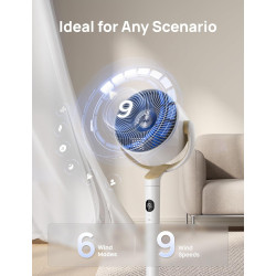Dreo 23dB Intelligent ventilateur sur pied silencieux, 24M portée, volume d'air 1200m³/h, turbo circulateur, 102CM hauteur, 6 mo