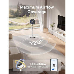 Dreo 23dB Intelligent ventilateur sur pied silencieux, 24M portée, volume d'air 1200m³/h, turbo circulateur, 102CM hauteur, 6 mo