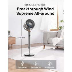 DREO 20 dB Smart Ventilateur Silencieux sur Pied, Oscillation à 120° + 120°, Ventilateurs Puissants avec Télécommande, Portée de
