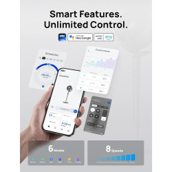 DREO 20 dB Smart Ventilateur Silencieux sur Pied, Oscillation à 120° + 120°, Ventilateurs Puissants avec Télécommande, Portée de